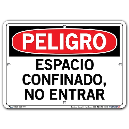 Vestil Polystyrene Sign, 9-1/2" Height, 12-1/2" Width, Polystyrene, Rectangle, Spanish SI-D-40-B-PS-040-S